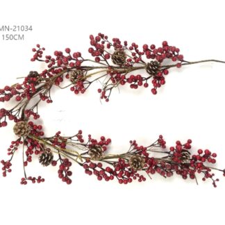 FESTONE DI BACCHE ROSSE E PIGNE