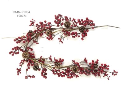 FESTONE DI BACCHE ROSSE E PIGNE