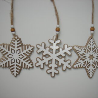 FIOCCO DI NEVE IN LEGNO 3 ASSORTITI