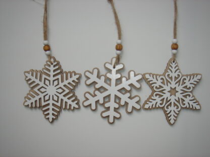 FIOCCO DI NEVE IN LEGNO 3 ASSORTITI