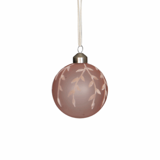 PALLA ROSA CON FOGLIE IN VETRO