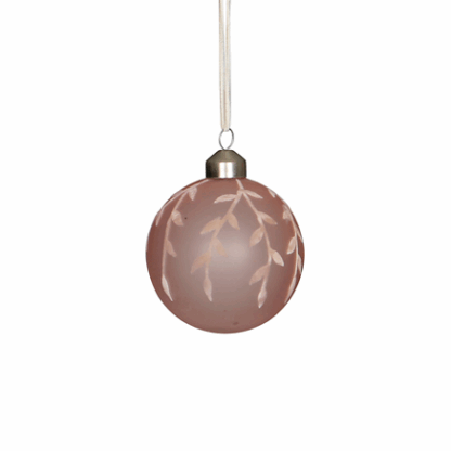 PALLA ROSA CON FOGLIE IN VETRO