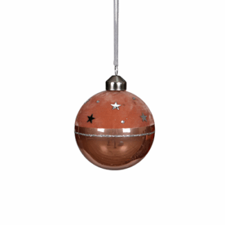 PALLA MARRONE CON STELLINE ARGENTO IN VETRO