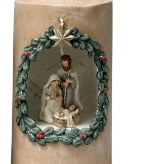 CANDELA CON PRESEPE IN RESINA CON LUCE LED COLORE BIANCO CALDO