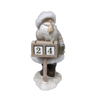 BABBO NATALE CON CALENDARIO IN RESINA