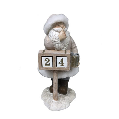 BABBO NATALE CON CALENDARIO IN RESINA
