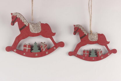APPLICAZIONE CAVALLO IN LEGNO ROSSO