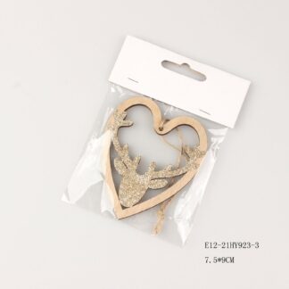 CUORE IN LEGNO CON CERVO