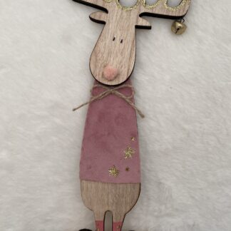 DECORO RENNA IN LEGNO PINK