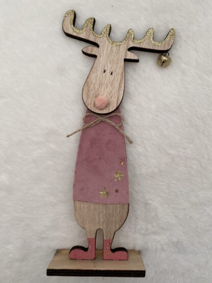 DECORO RENNA IN LEGNO PINK