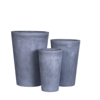 SET 3 FIORIERE ALTE SVASATE GRIGIO
