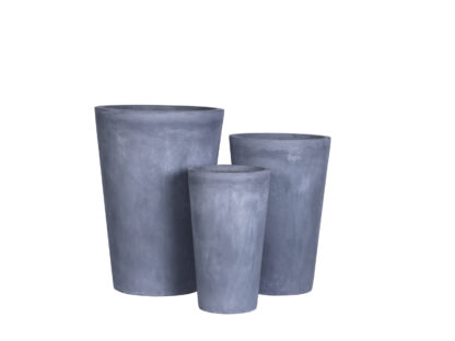 SET 3 FIORIERE ALTE SVASATE GRIGIO