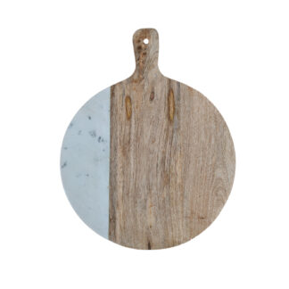 TAGLIERE ROTONDO CON MANICO LEGNO E MARMO