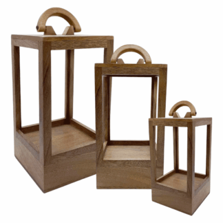 SET 3 LANTERNE IN LEGNO